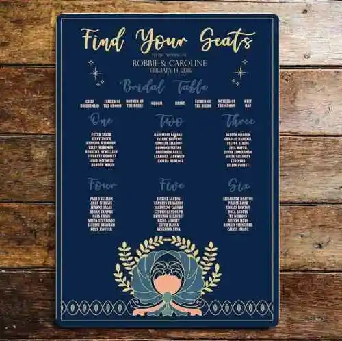 Wedding Seating Plan Personalized Custom Metal Wall Sign