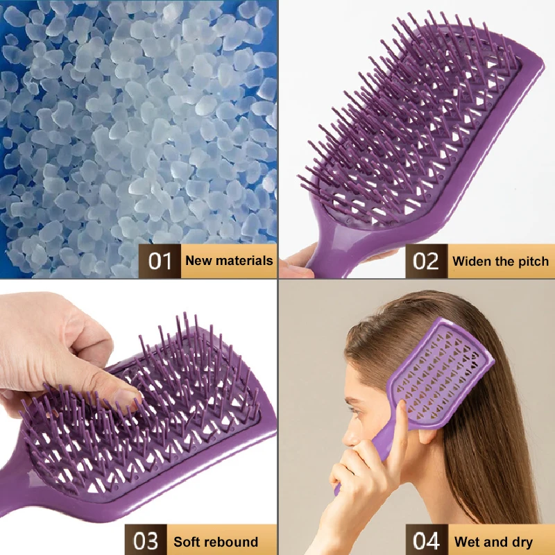 Shield Diamond Massage Openwork Comb spazzola per capelli antistatica asciutta e bagnata Fluffy High Skull Top Hair Styling pettine strumento per parrucchieri