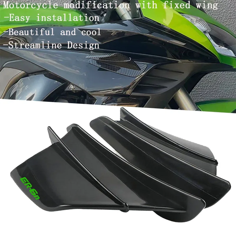 

For Kawasaki Ninja ER-6N 2006-2020 2021 2022 2023 2024 ER6N Motorcycle Side Winglet Spoiler Wind Flow Fixing Wing Front Fairing