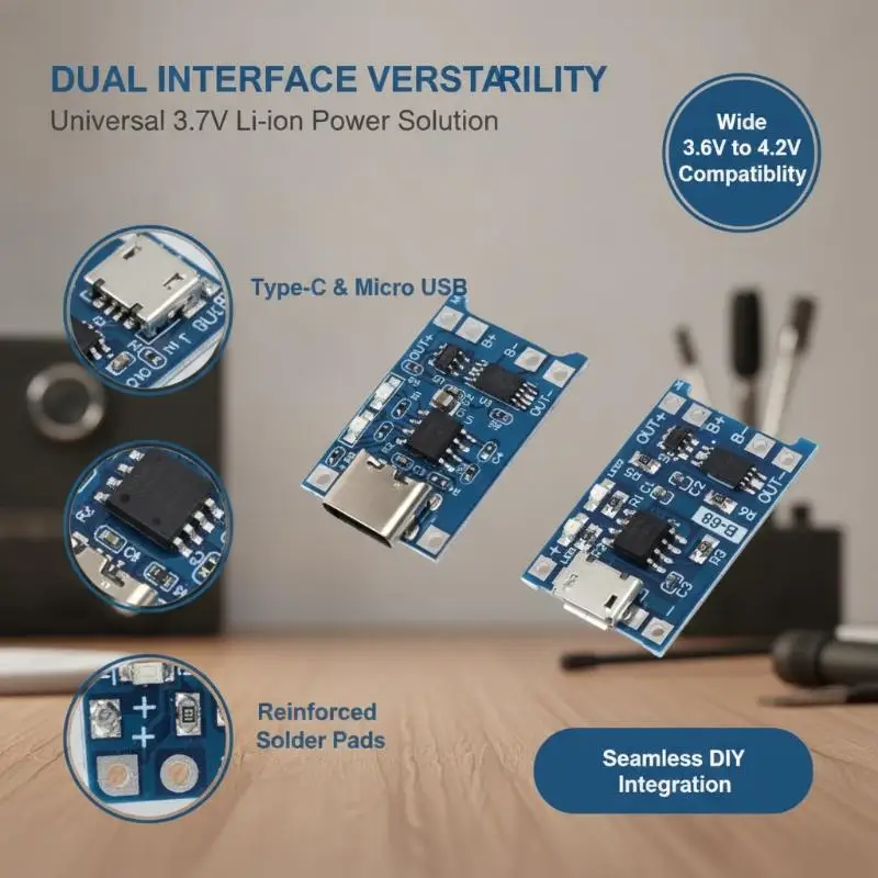 1A Lithium Battery Charger PCB Module Multiple Interfaces Low Power Consumption for Portable Device Charging Use