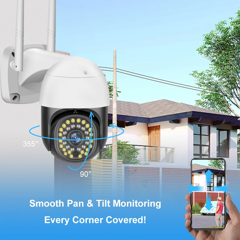 V380 Pro 3MP Wireless Outdoor WIFI Surveillance Camera Waterproof Motion Detection Speed WIFI Camera Two Way Audio Talk