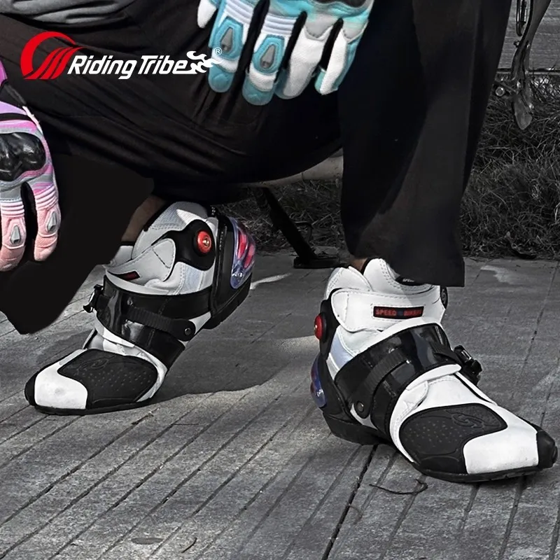 

Pro biker ankle leather motobotinki motorcycle boots for men racing OTA Moto motor bike offroad shoes motorboats for motocross