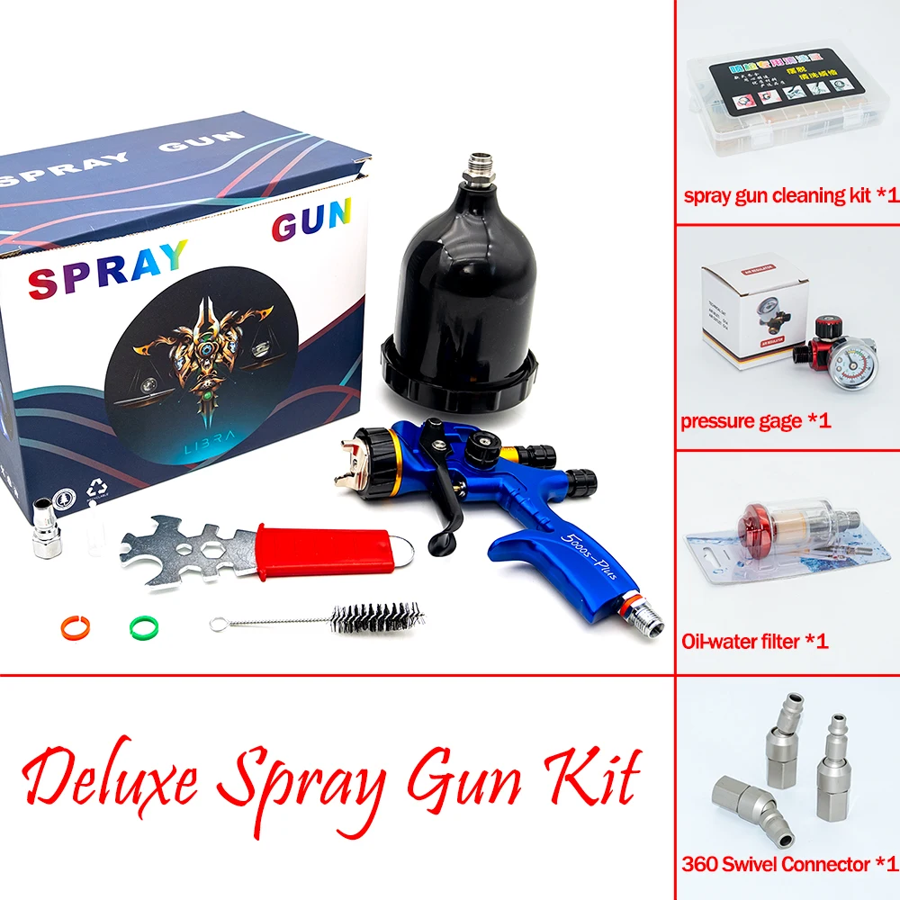 High Quality Spray Gun For Cars 1.3/1.8mm Nozzle Gold Painting Gun With Mixing Cup Water Based Air Spray Gun Airbrush