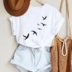 Women Cartoon Bird New Lovely Cute Trend 90s Style Fashion Summer Lady Print Tee Graphic T Top Travel Tshirts Trend T-Shirt