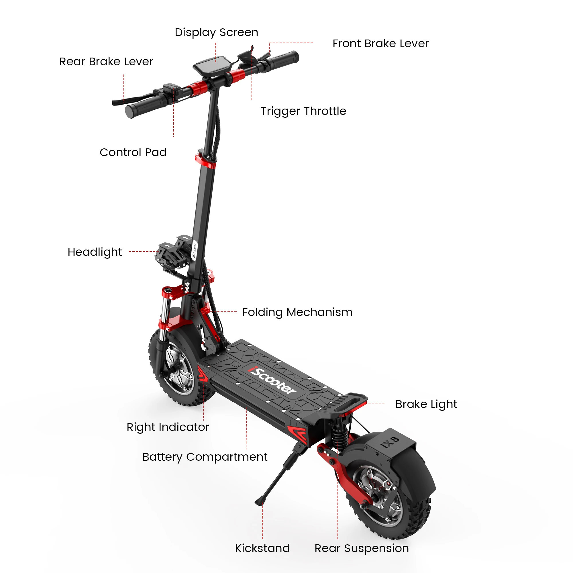 IScooter IX8 E-Scooter 48V 20Ah Battery 2400W Motor 60KM/h MAX Speed 70KM Max Range Foldable Electric Scooter