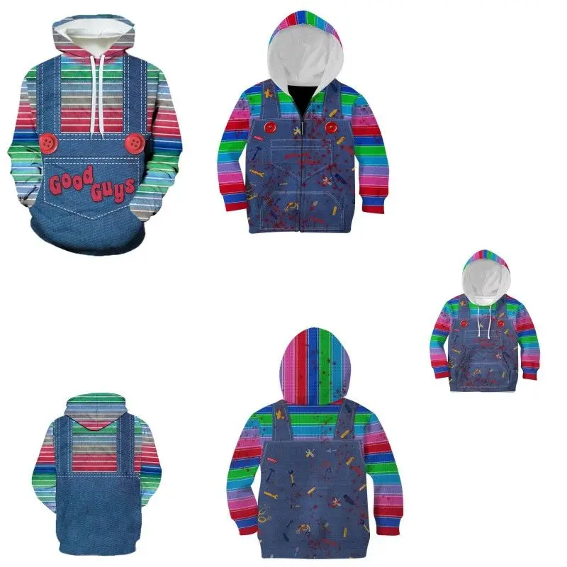 

New Arrivals Kids Winter Halloween Ghost Baby European Style 3D Printed Casual Kids Hooded Pullover Sweatshirt Sports Jacket