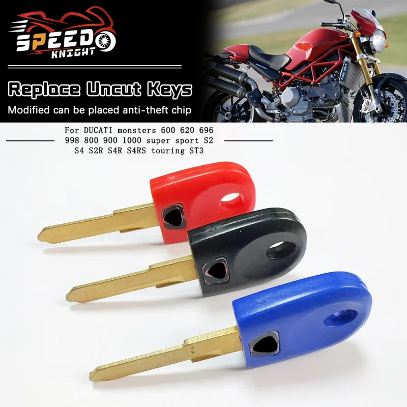 

3Pcs New Blank Key Motorcycle Replace Uncut Keys For Ducati 748 749 848 999 1098 1198 Monsters 600 620 696 900 1000 S2R S4R ST3