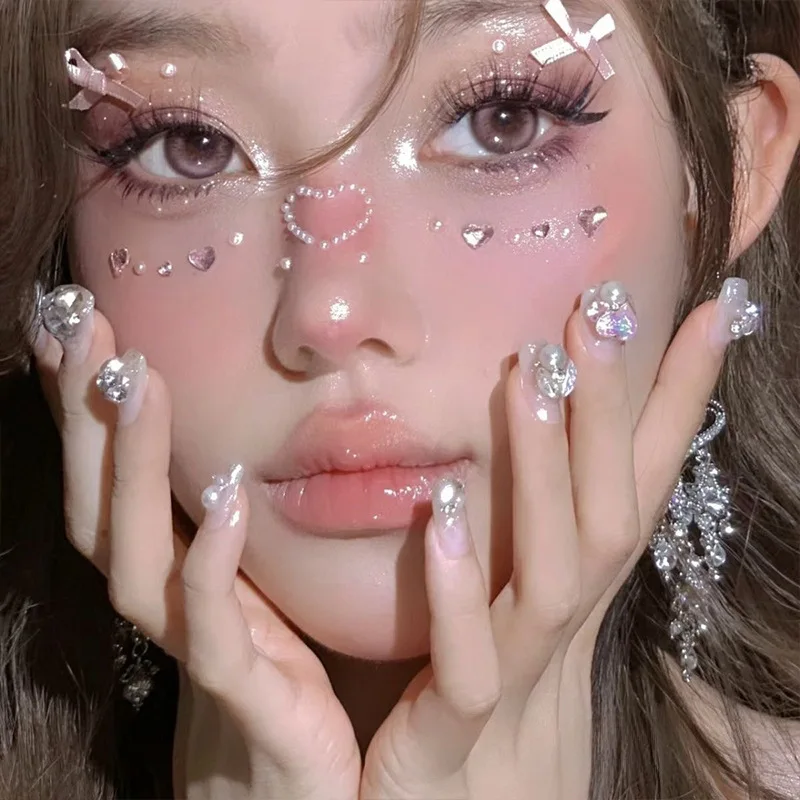 Pentagram Heart Diamond Rhinestone Stickers Ins Concert Cheer Makeup Decorative Sticker