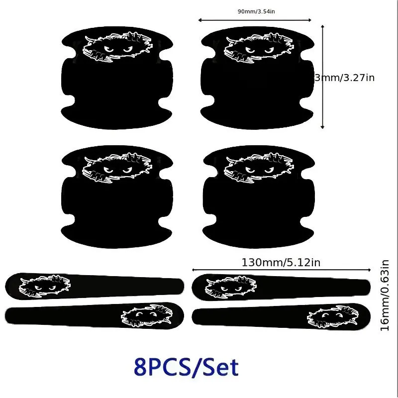 8Pcs/Set Peeking Devil Eyes Door Handle & Cup Stickers, Anti-Scratch Funny Car Decals