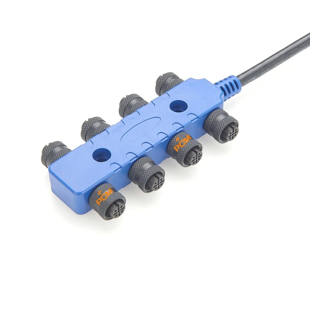 Marine NMEA2000 N2K Network M12 A-code 5 Pin Waterproof 8 Multi-port Joiner Block Connector Cable for CANBus Sensor Actuator