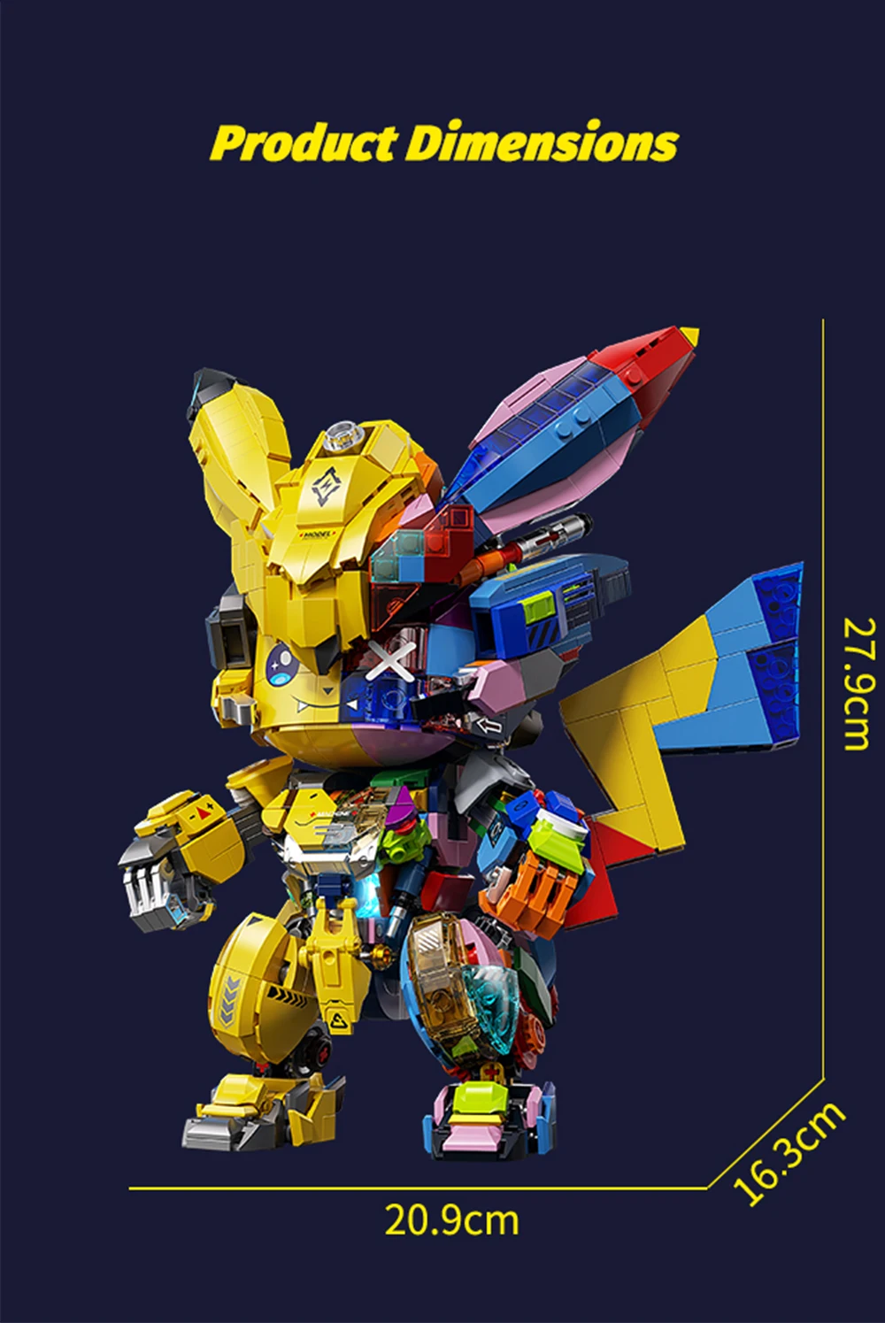KAVOWORLD DIY Semi Mecha Anime Building Bricks Kit 1505PCS Glow Bricks Desk Decor Collectible Display Model for Building Fans