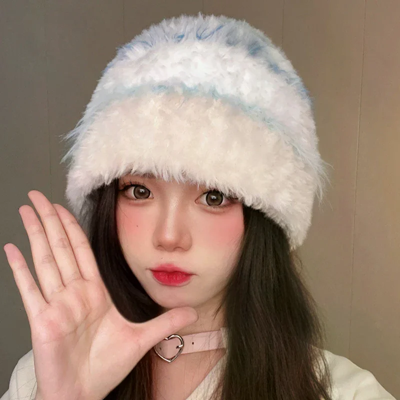 قبعة صوف سميكة سميكة مقاومة للبرودة للخريف والشتاء، قبعة محبوكة دافئة لحماية الأذن للنساء