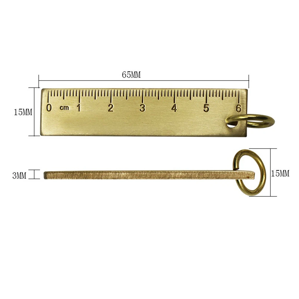 Measuring Tool Ruler Drafting Supplies 6cm Brass Copper Craft Hardware Key Pendant Number Plate Straight Ruler