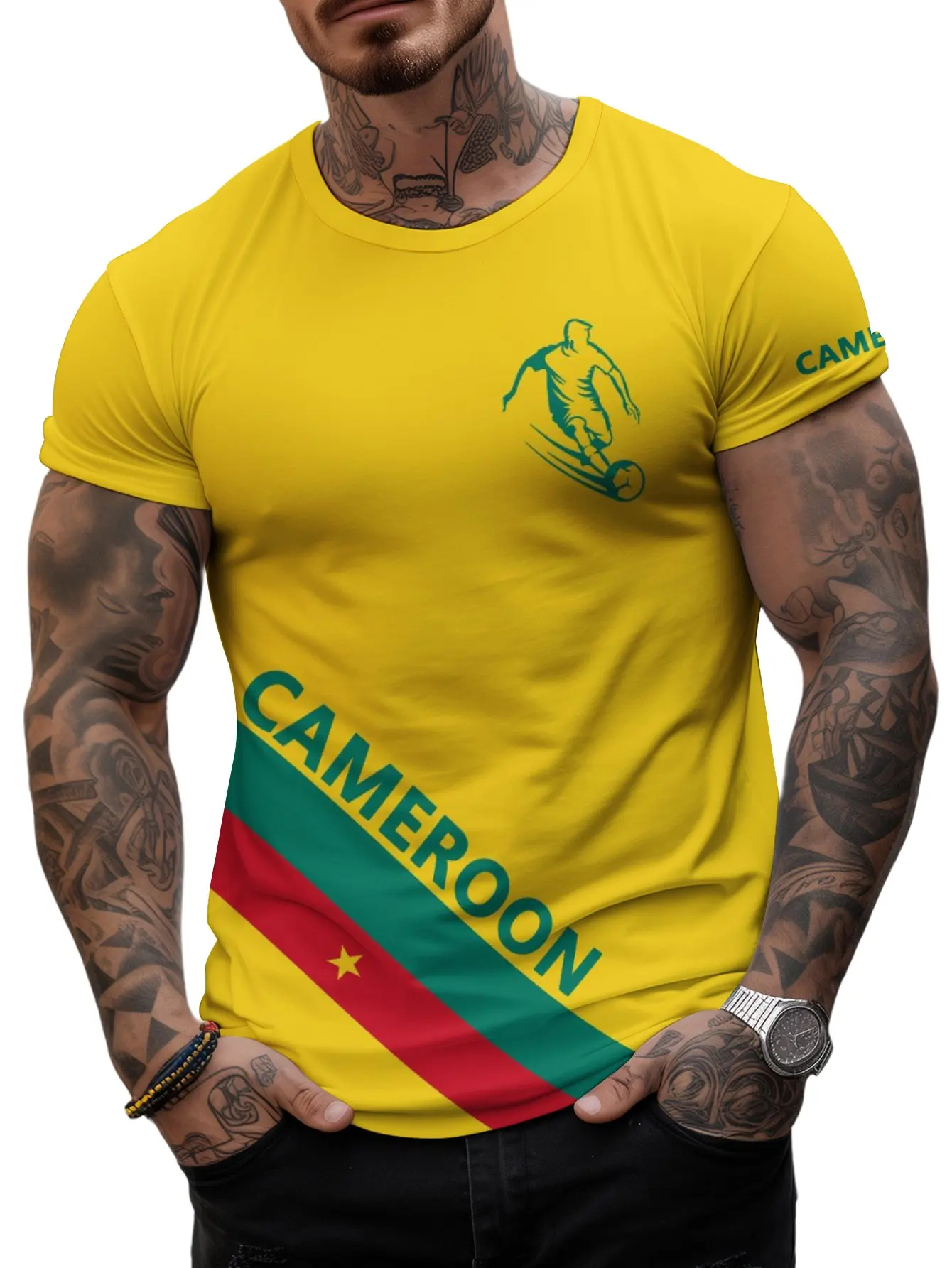 Cameroon Football Fan Gear Men\'s Soccer T-shirt 2024 Summer Short Sleeve Oversized Clothing 3D Printed Casual Fashion Tops