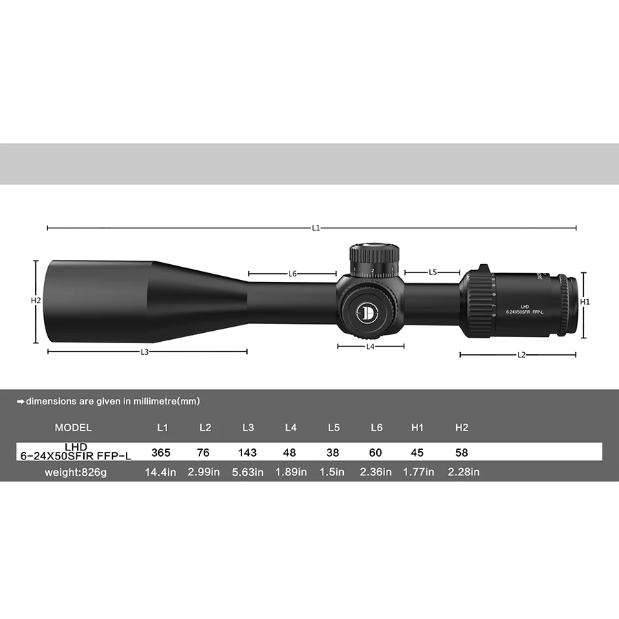 Discovery LHD 6-24X50SFIR FFP-L Riflescope Eerste Focal Place MOA Richtkruis Verlichte Scope Optische Jacht Sniper Sight