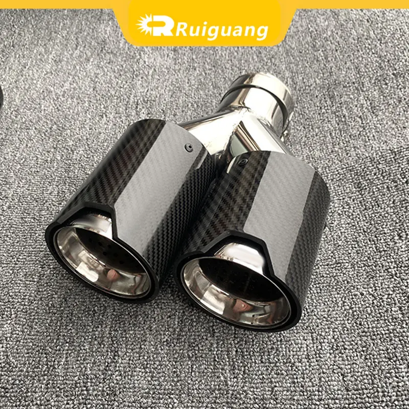 M Logo Double-Out Muffler Tip Black Stainless Universal M Performance Carbon Fiber Exhaust Tips End Pipes for BMW Series