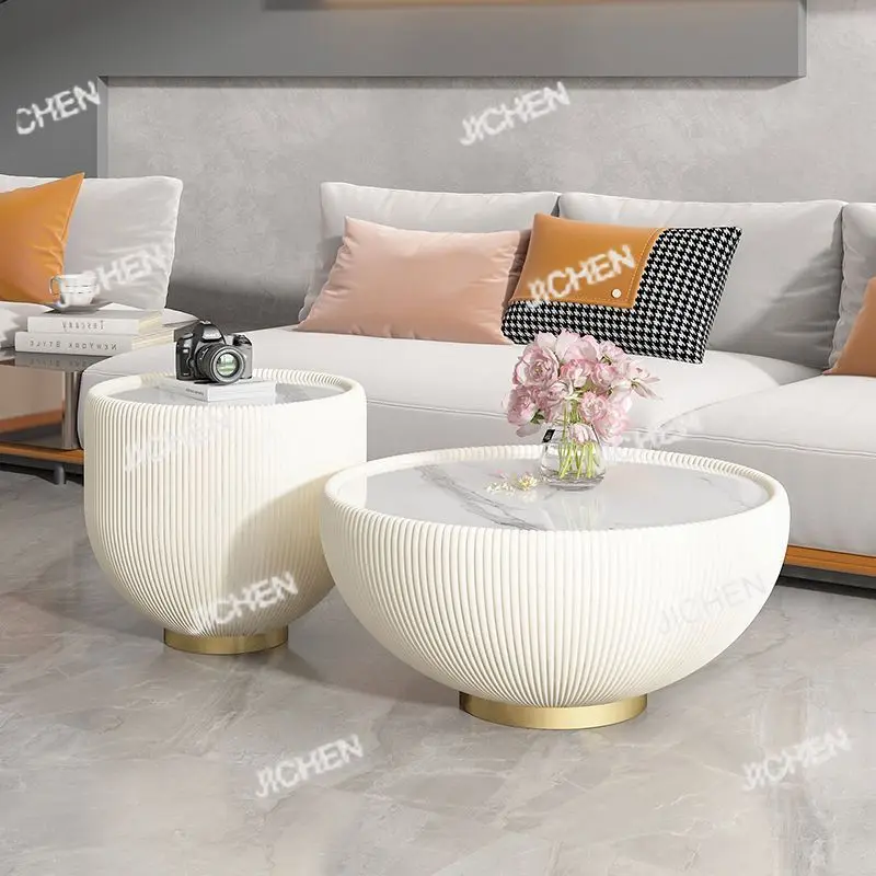 

Легкий роскошный журнальный столик из круглых каменных плит Гостиная Бытовая маленькая квартира Современный простой Интернет-стиль знаменитостей,