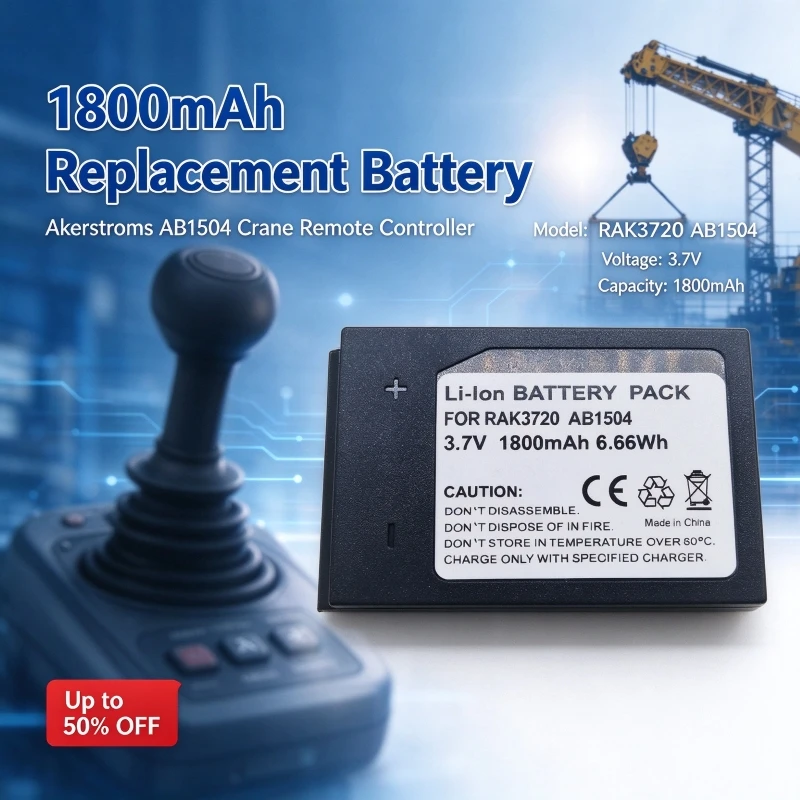 1800mAh Replacement Battery for Akerstroms AB1504 Crane Remote Controller, Industrial Remote Battery Compatible RAK3720