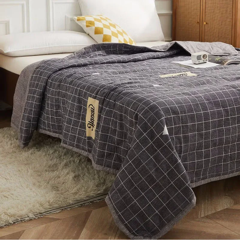 Nordic Printed Cooling Summer Air Conditioner Cozy Skin Friendly Comforter Bedding for Adults Single Double Thin Soft Blankets