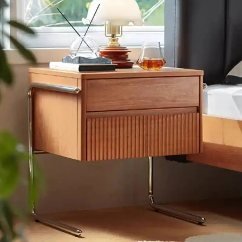 Unique European Nightstands Walnut Brown Luxury Wood Organizer Bedsides Table Bedroom Design Teen Nordic Cabeceros Furnitures