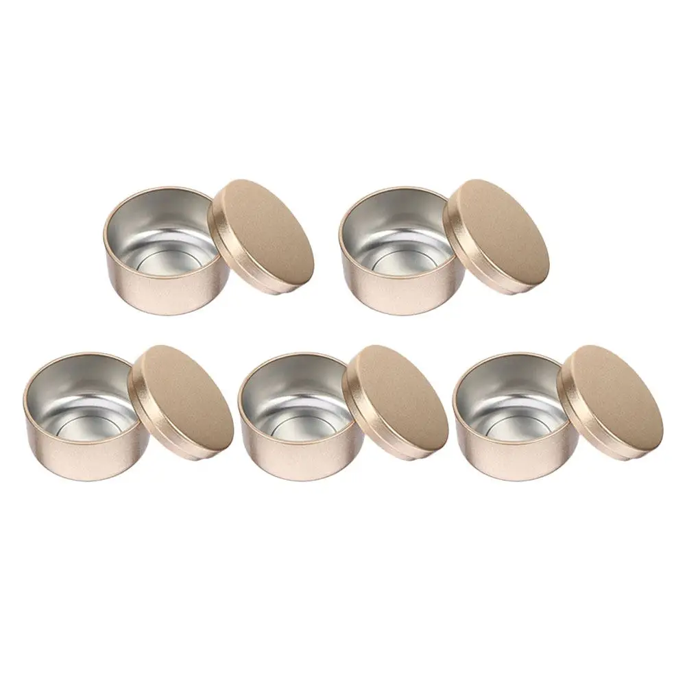 5Pcs Aluminum Mini Cream Jars Round Shape Refillable Containers for Cosmetics Balm Tea Storage Travel Outdoor Camping