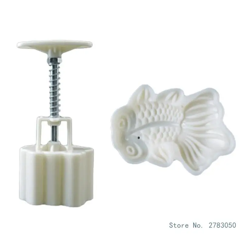 65g Goldfish Shaped Plastic Mooncake Stamps Mooncake Molds DIY Baking Accessories Kitchen Gadget for Mid-Autumn Festival