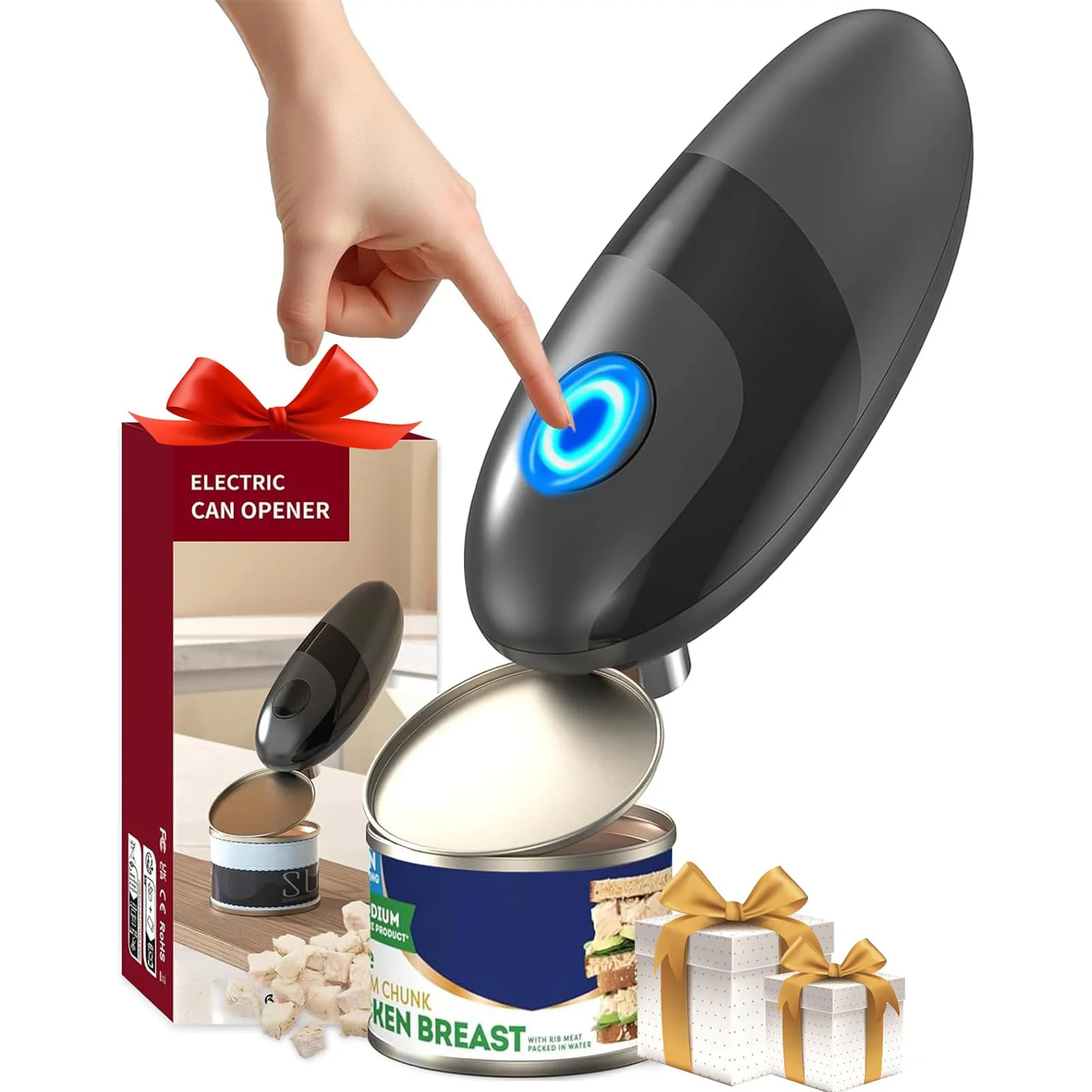 

Electric Can Opener, One Touch Safety Automatic Can Opener - Easy Smooth Edge Hands Free, Battery Operated Openers Fits Most Can