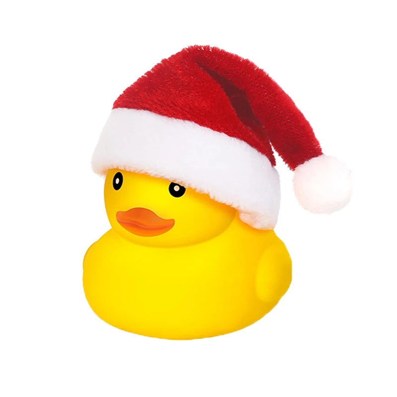 Резиновые утки с рождественскими шапками — маленькие, желтые, плавающие, скрипучие игрушки для ванны для девочек и мальчиков, душ, праздник, Рождество