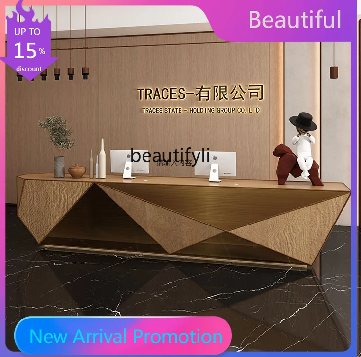 

zGzPaint Reception Desk Simple Modern Beauty Salon Special-Shaped Cashier Company Welcome Consultation Bar Counter