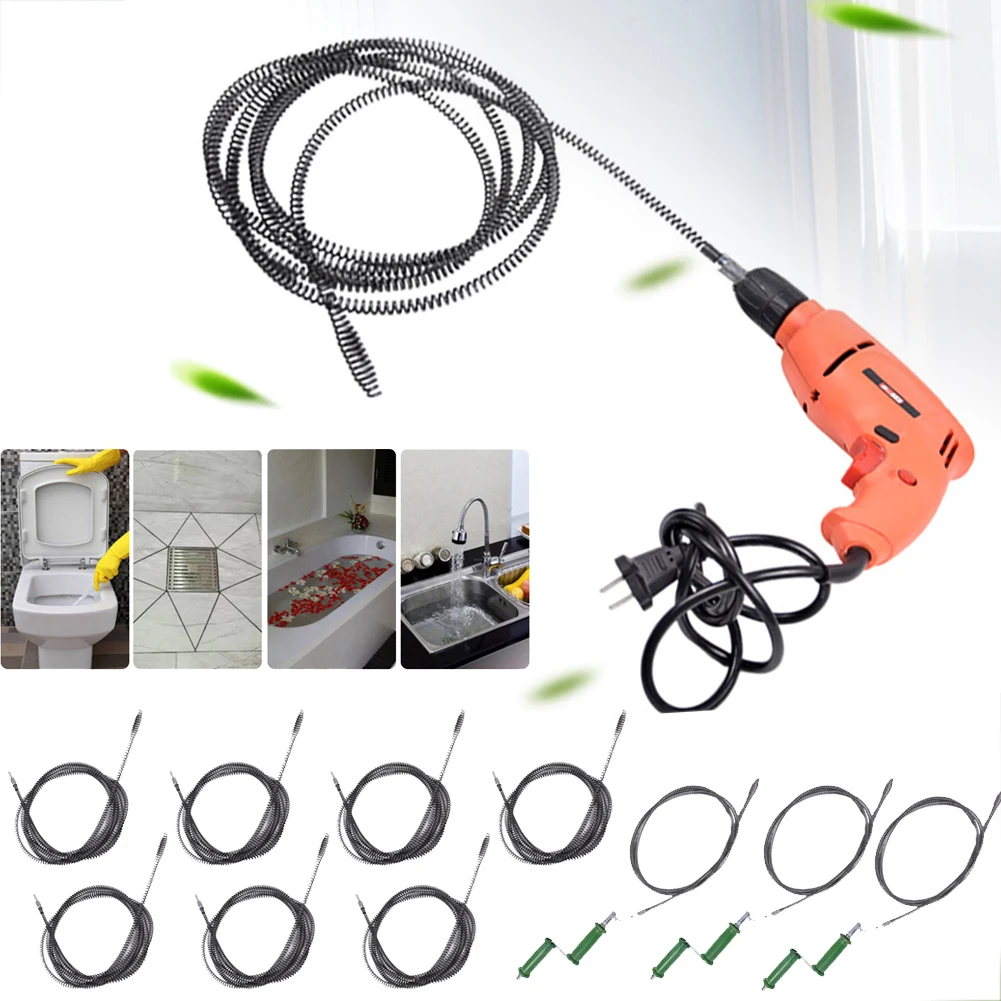أداة تنظيف تصريف مانعة للصدأ ، فك انسداد الأنابيب ، زنبرك مسدود ، أنابيب الصرف الصحي ، خط أنابيب حوض الحوض ، مزيل مسدود ، 1 م ، 2 م ، 3 م ، 4 م ، 5 م ، 8 م ، 10 م