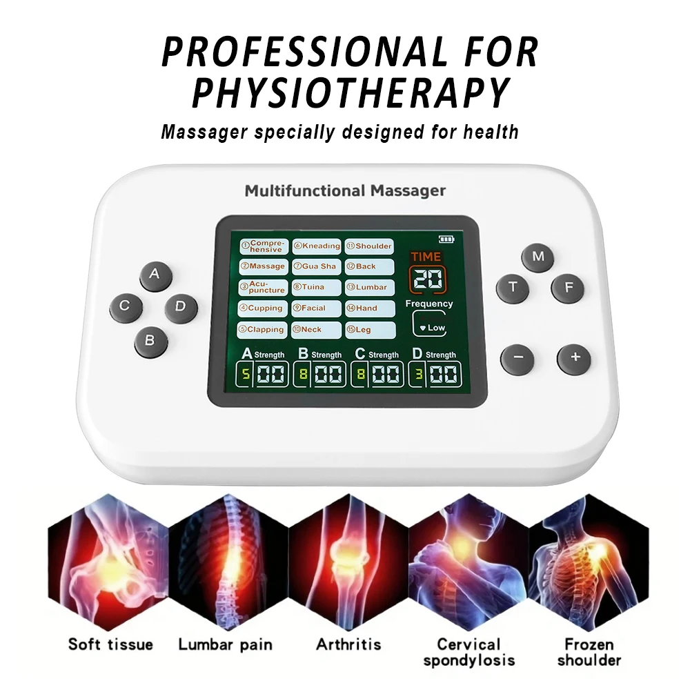 TENS Massager EMS Muscle Stimulator Massager 15 Modes 30 Levels Pulse Intensity Four Output Slimming Healthy Body Massager