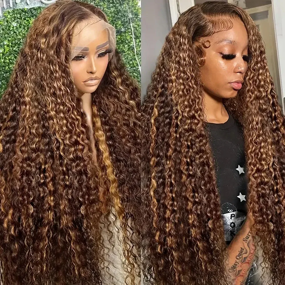 Peruki dla kobiet Highlight 4/27, peruki typu 5x5 i 13x4 z koronką, włosy ludzkie o gęstości 200%, wstępnie wyskubane, głęboka fala.