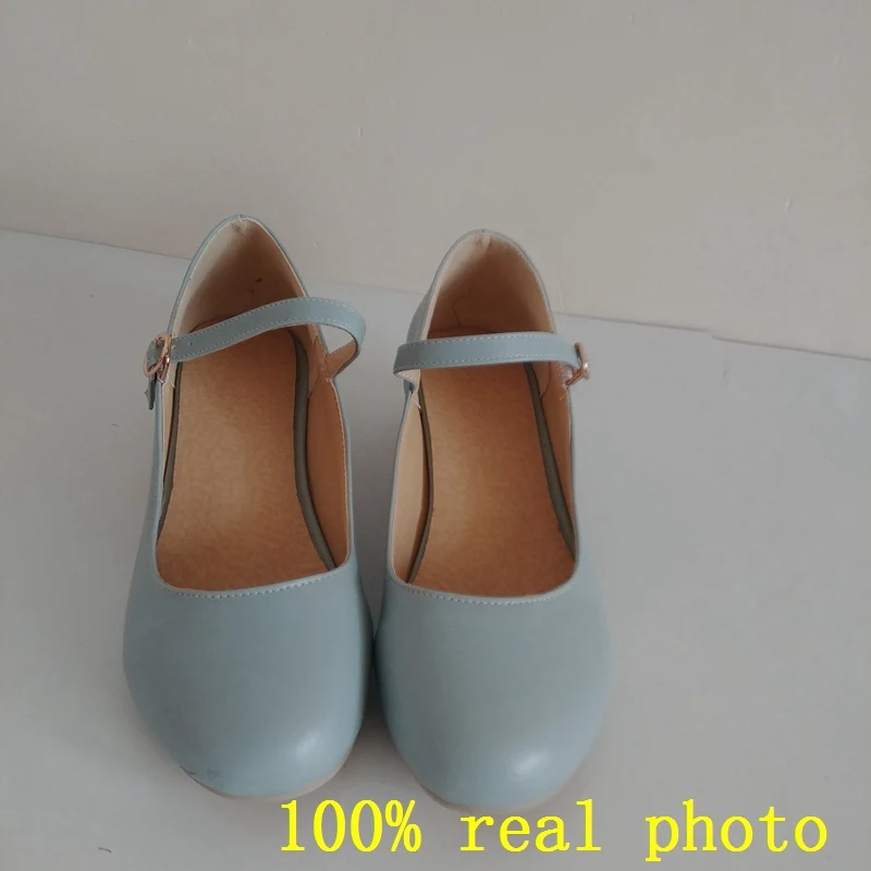 REAVE CAT Buckle Sapatos Femininos Big size 34~43 Spring Summer Women Shoes Sandals 3.5cm Mid Heels Blue Beige QL4861