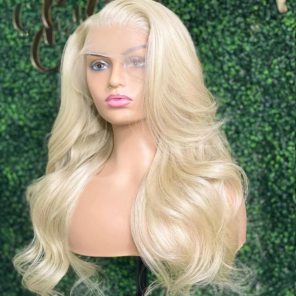 26Inch Long Soft 613 Blonde Body Wave 180%Density Natural Hairline Glueless Lace Front Wig For Black Women Babyhair Preplucked