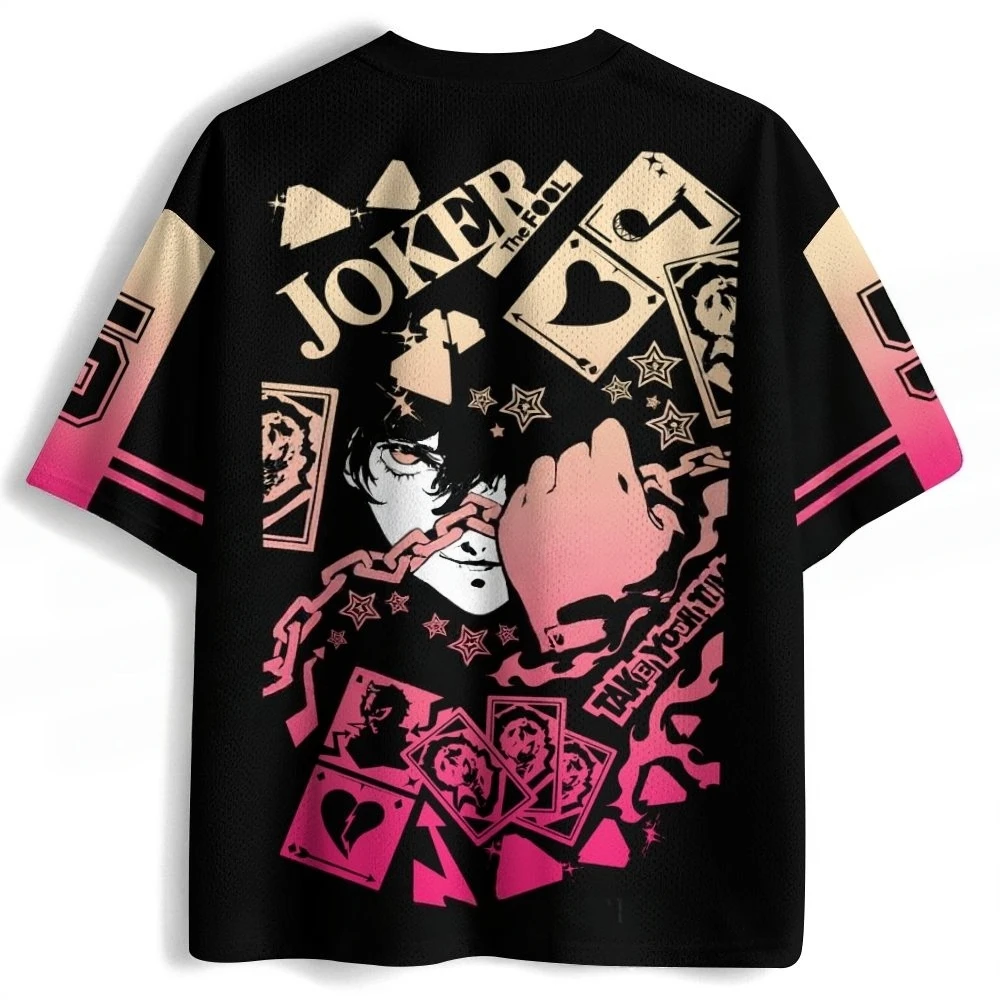 Persona 5 P5 Joker Rain Palace Lotus Herren-T-Shirt, beidseitig bedruckt, schnelltrocknend, unisex, Anime-Design, lockerer Schnitt, kurze Ärmel, Merchandise. – Detail 4