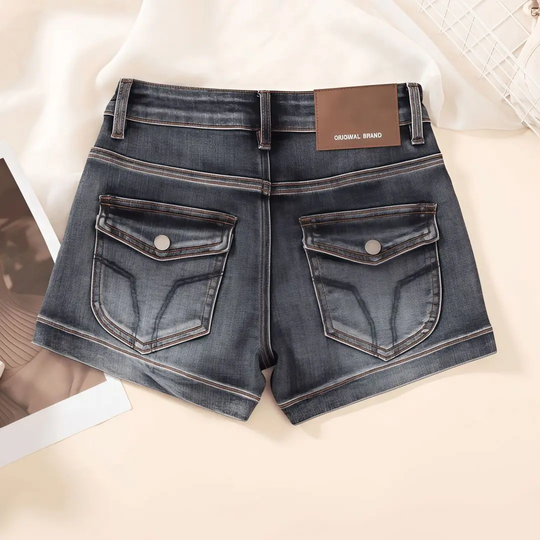 Washed Blue High Waist Jeans Shorts Women Summer New Spice Girls Sexy Hip-wrapped Super Booty Shorts