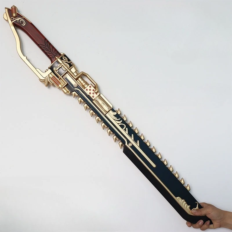 100cm/33.37in Delta Action PU Knife Chain Saw Blade Model Props Game Peripherals Medieval Weapons Ornaments Toys Birthday Gifts