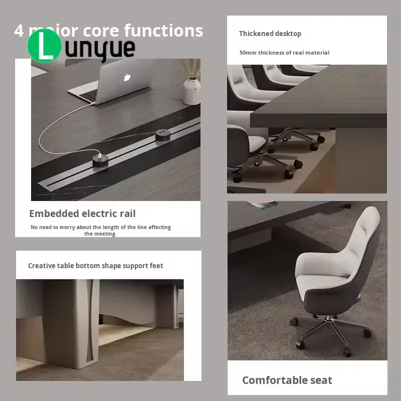 Luxury Large Thickened Conference Table and Chair Set Executive Office Meeting Desk Furniture High End Business Room