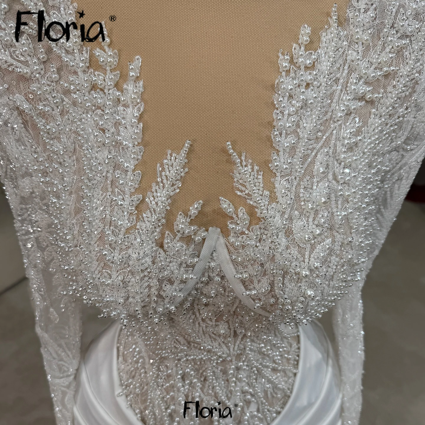 Branco profundo decote em v vestido de noite muçulmano aravic sereia casamento segunda recepção vestidos personalizados rendas apliques vestido de noiva