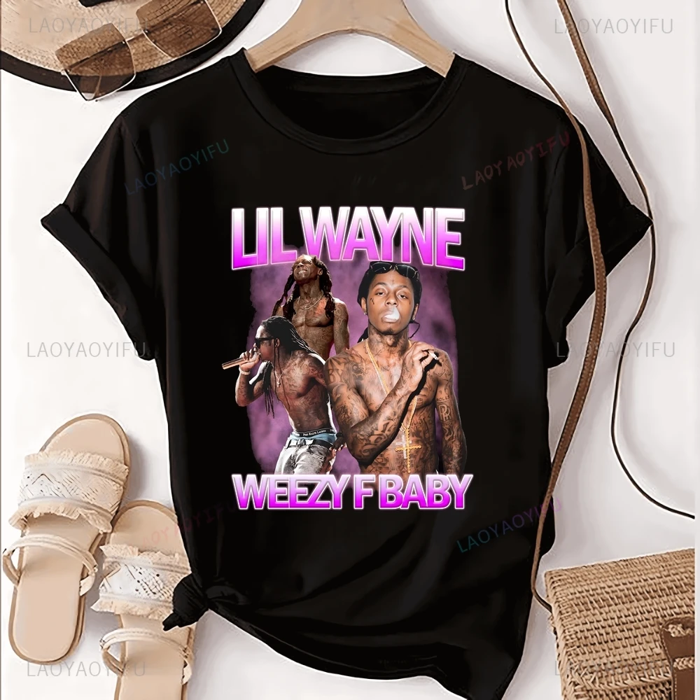 LIL WAYN Retro Rapper Loose Short Sleeve T-shirt LIL WAYN Neutral Trend Harajuku Unisex Shirt Graphic Oversized T-shirt