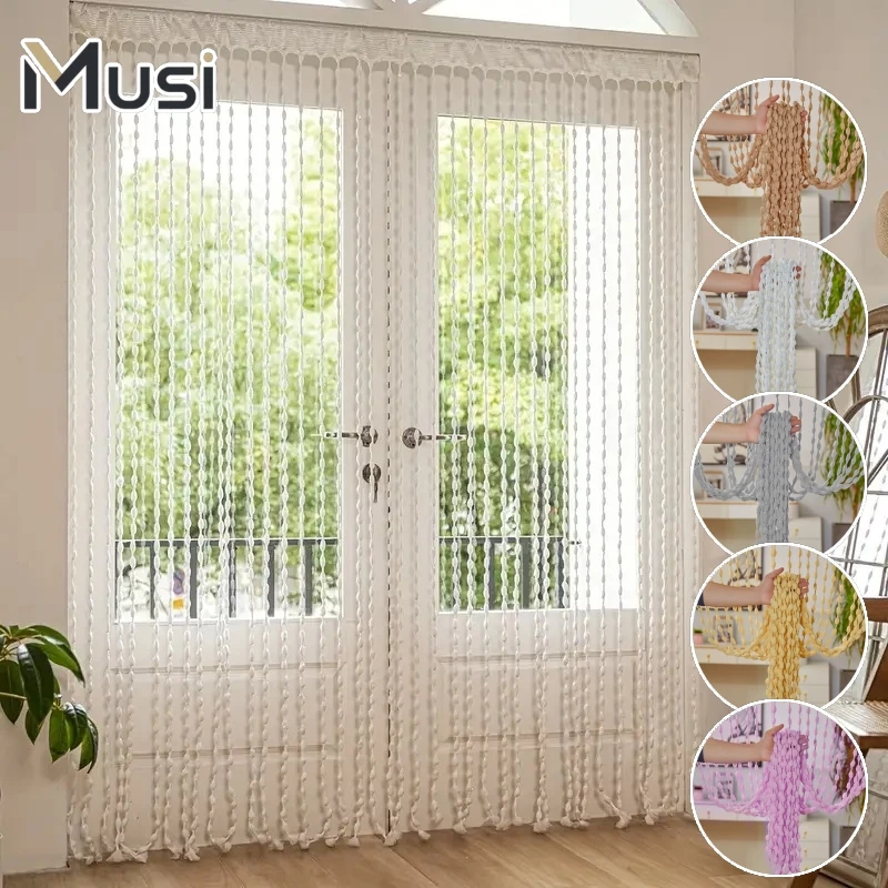 1PC Lantern String Curtain Hanging Line Curtain Door Curtain Home Window Decor Room Divider for Wedding Party Salon Bedroom