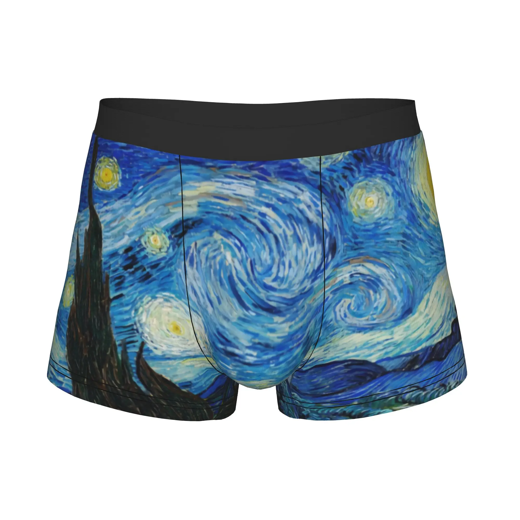 Fashion Vincent Van Gogh Starry Night Boxers Shorts Panties Male Underpants Breathable Oil Painting Art Briefs Underwear