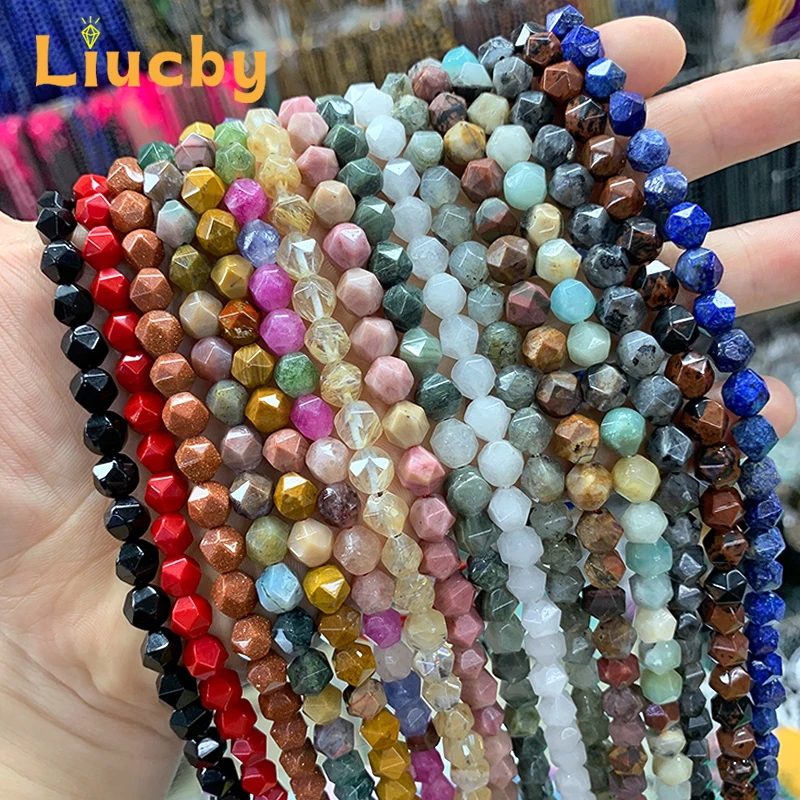 Natural stone Faceted Handmade Beads DIY woman Earrings Bracelet anklet Necklace For Jewelry Making 15\