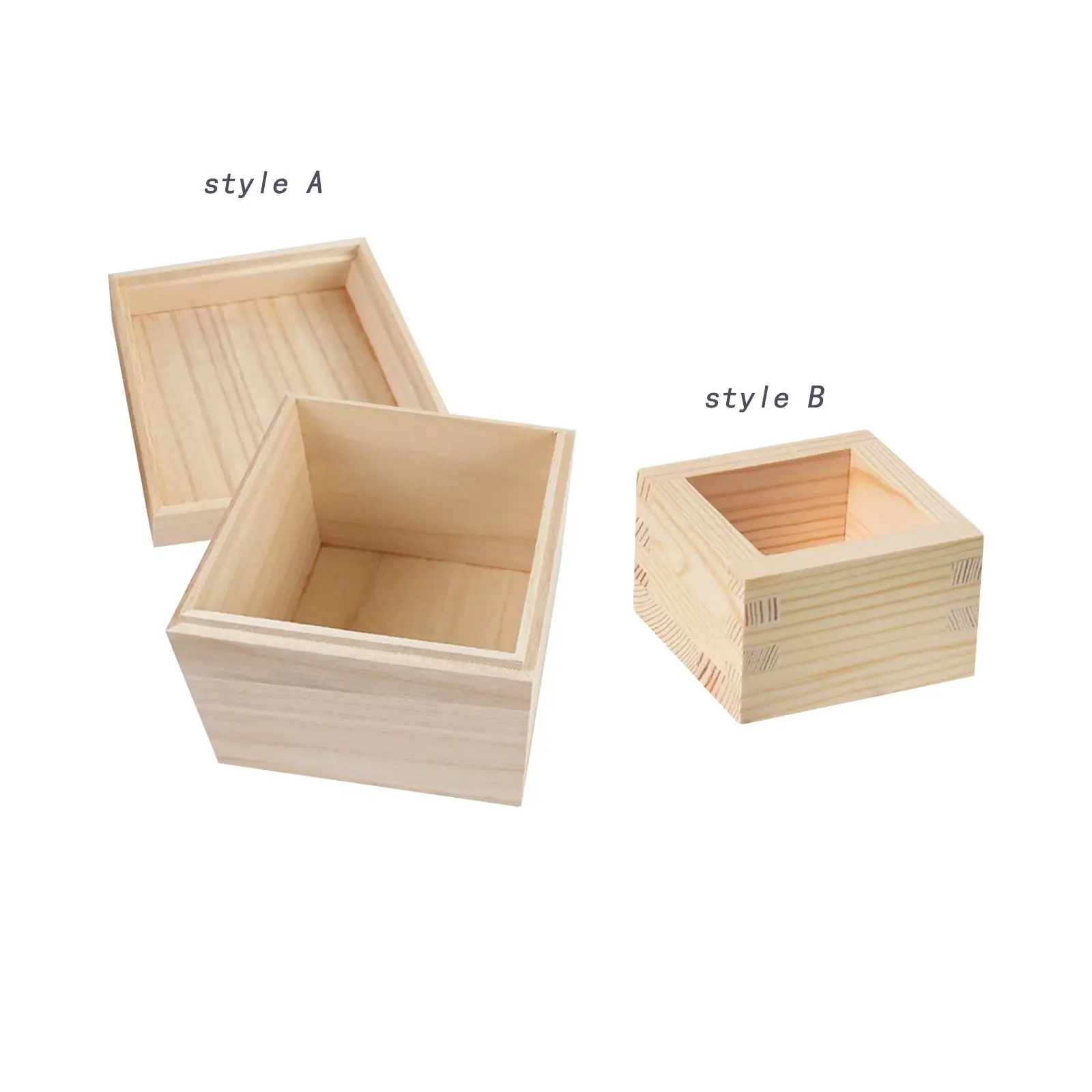 Wood Square Storage Box Organizer for Jewelry Crafts Collectibles Gift Container with Lid Decorative