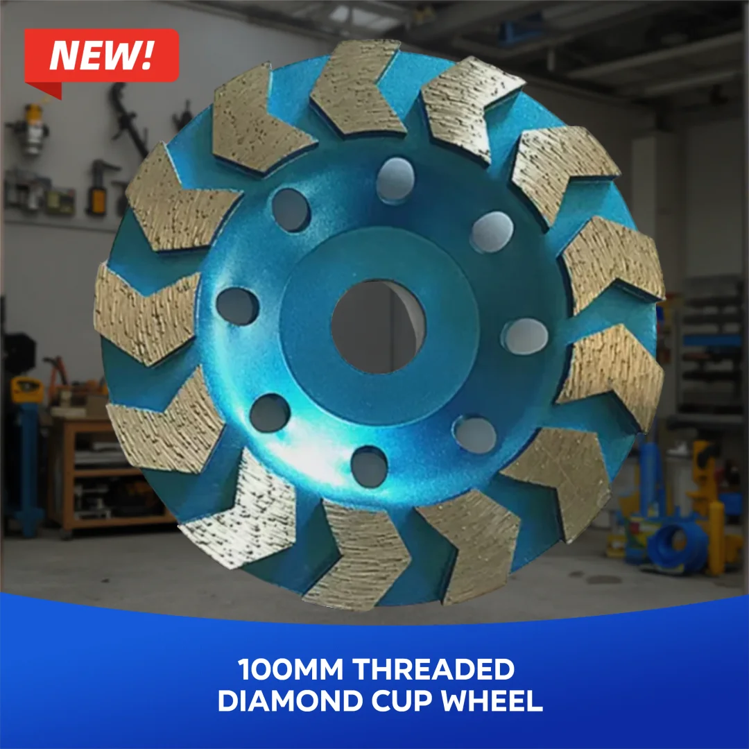 11-Teeth 100mm Threaded Diamond Cup Wheel High Hardness Abrasive Grinding Tool for Granite Marble Stone Polishing and Grinding