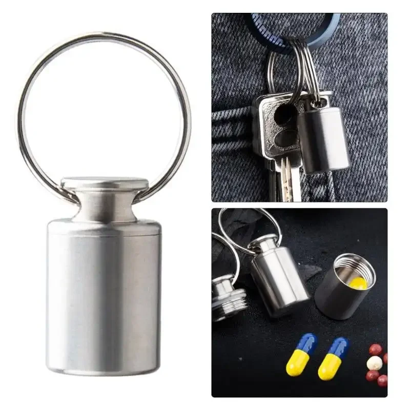 FEGVE Sealed Waterproof Pill Container Capsule Bottle Can Mini Titanium Alloy Medicine Box Pill Storage Tanks Travel Pill Case
