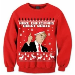 Modello dell'anno Donald Trump Natale Bellissimo inverno Donna Natale Regalo divertente per uomo e donna Pullover cosplay unisex