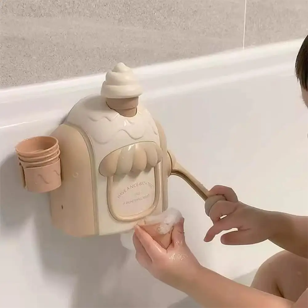 Bath Toy Portable Ice Cream Foam Maker Bath Bubble Toy for Boys Girls Birthday Gift Ice Cream Machine Water Bathroom Toy
