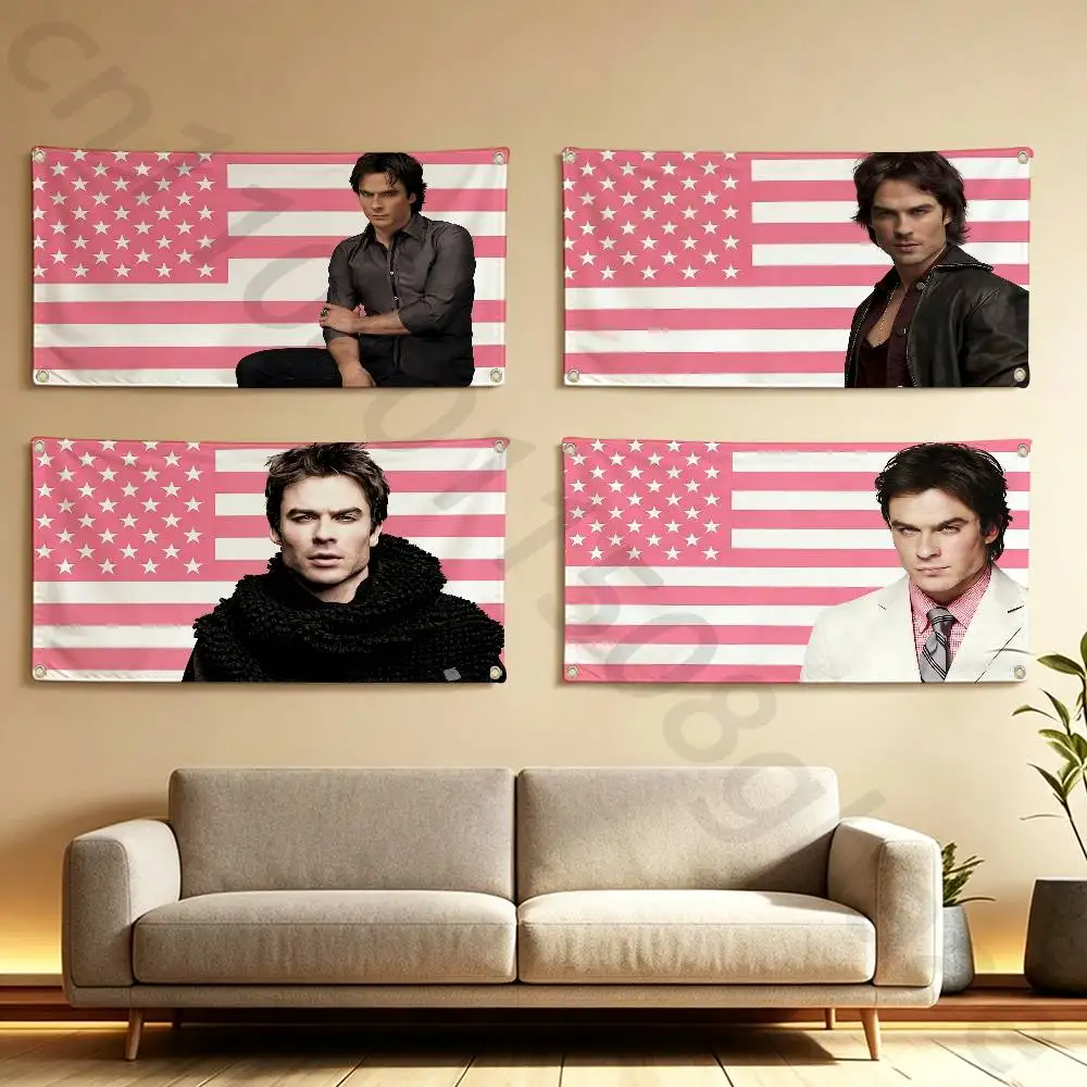 Ian Somerhalder FLAG 60x110CM 70x115CM 100x150CM Hoes Mad Funny Flag With Four Brass Grommets