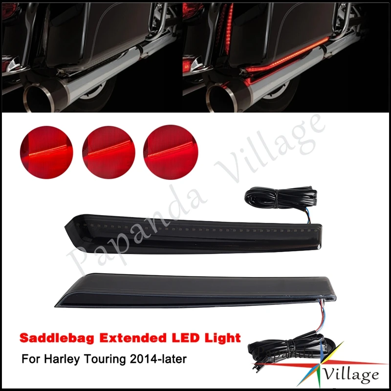 

For Harley Touring FLHT FLHX FLHXS FLTRX FLTRXS FLHR FLHRSE 2014-up Smoke Saddlebag LED Under Extended Side Tail Brake Run Light